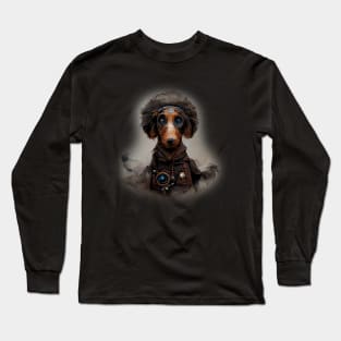 Dachshund Surreal Steampunk Artwork, Dog Lover Long Sleeve T-Shirt